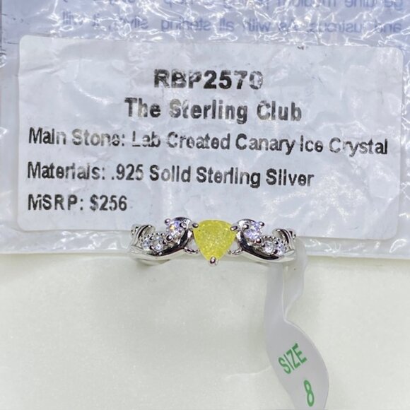 Canary Yellow Ice Crystal .925 Sterling Silver Ring Size 8 - Picture 4 of 4